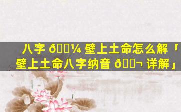 八字 🌼 壁上土命怎么解「壁上土命八字纳音 🐬 详解」
